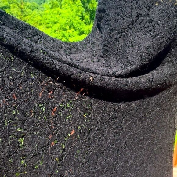 Free People Dress Sleeveless full lace lined black sheer stretch mini or tunic M - Picture 8 of 11